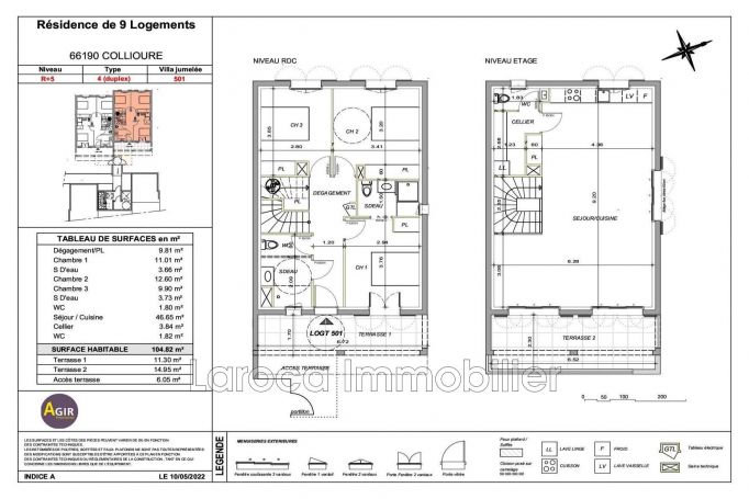 APPARTEMENT DUPLEX NEUF T4 105 M2 TERRASSE BORD DE MER COLLIOURE Proche plages