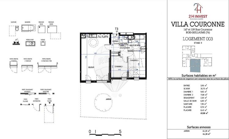 APPARTEMENT NEUF T3 68 M2  BOIS GUILLAUME