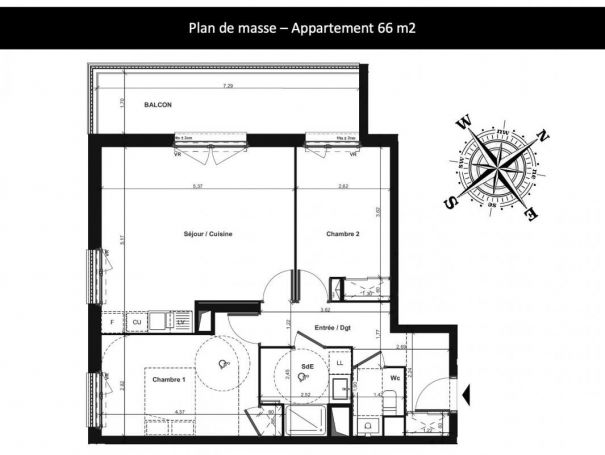 APPARTEMENT T3 66 M2 TERRASSE  COLOMBELLES