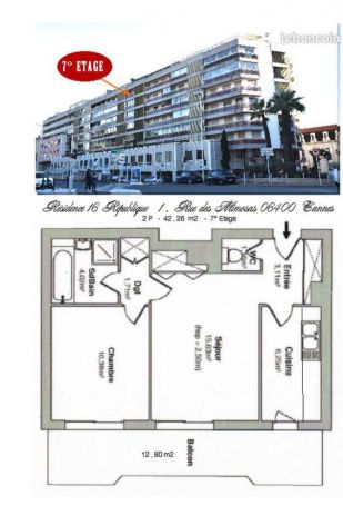 A vendre APPARTEMENT T2 42 M2 TERRASSE BORD DE MER CANNES Plages, Centre Ville, Marché