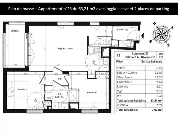 APPARTEMENT NEUF T3 63 M2 TERRASSE  COLOMBELLES