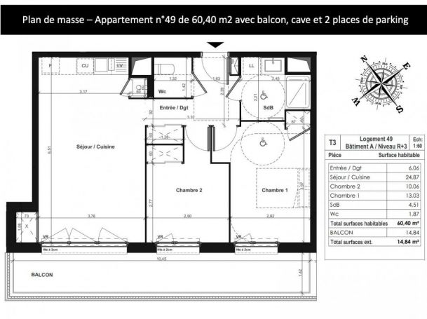 APPARTEMENT NEUF T3 60 M2 TERRASSE  COLOMBELLES