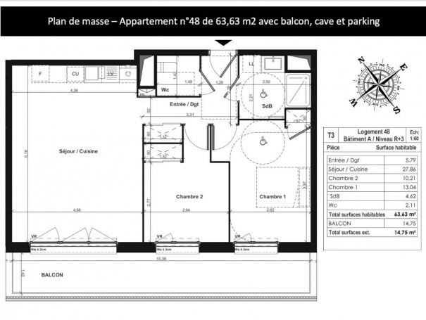 APPARTEMENT NEUF T3 64 M2 TERRASSE  COLOMBELLES