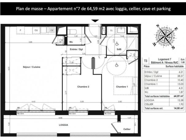 APPARTEMENT NEUF T3 65 M2 TERRASSE  COLOMBELLES