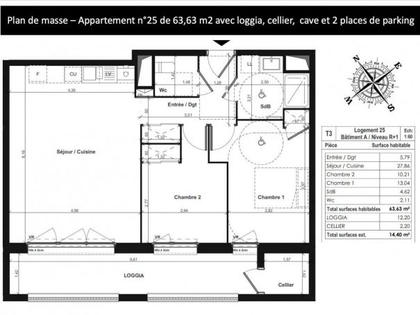 APPARTEMENT NEUF T3 64 M2 TERRASSE  COLOMBELLES