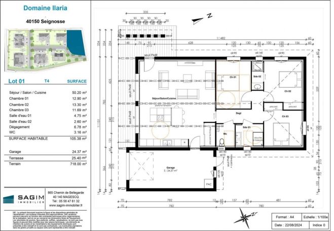 A louer MAISON 4 PIECES 105 M2 BORD DE MER SEIGNOSSE
