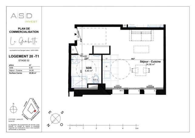 A louer STUDIO NEUF 30 M2 TERRASSE CAEN